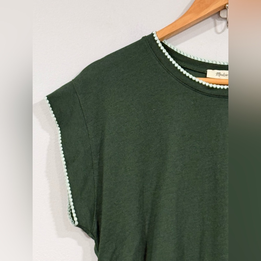 Madewell Green White Trim Short Sleeve Sutro Stitch Muscle Tee L NWT - Picture 5 of 8